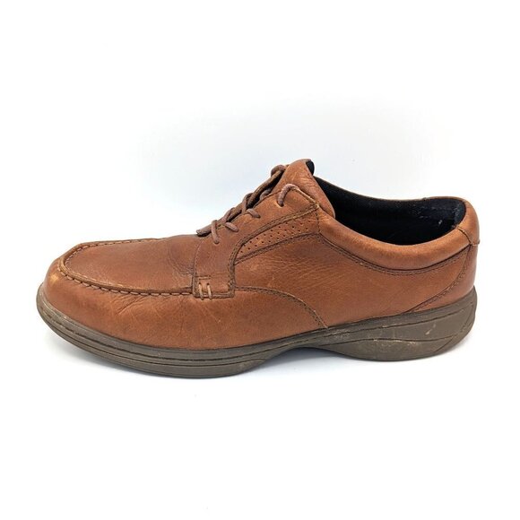 Abeo Unique Moc Toe Comfort Lace Up Oxfords Mens 10.5 Brown Leather Waterproof - Picture 1 of 6